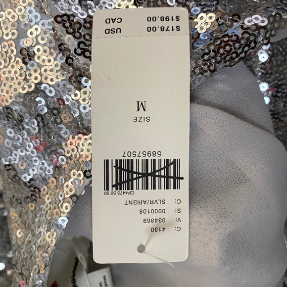 New Anthropologie Lisabette Silver Sequined Mini - Picture 6 of 8